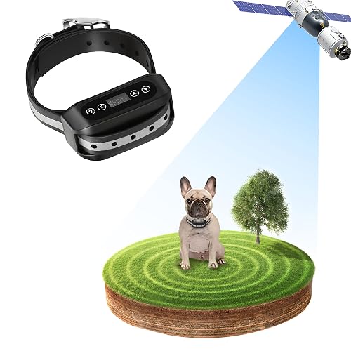 GPS Wireless Dog Fence System, Electric Satellite Technology Pet Containment System by GPS Signal for Dogs and Pets with Waterproof & Rechargeable Collar Receiver, Container Boundary (Black)