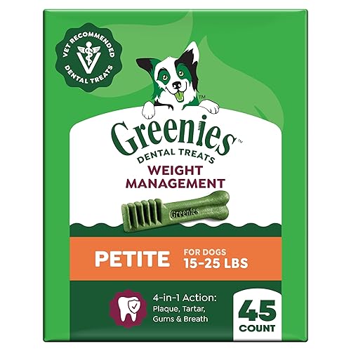 Greenies Veterinarian-Recommended Adult Natural Dental Dog Treats Petite Size, Weight Management Dog Dental Chews, 27 oz. Pack, 45 Count