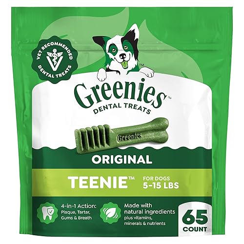 Greenies Veterinarian-Recommended Natural Dental Dog Treats Teenie Size, Original Flavor, 18 oz. Pack, 65 Count
