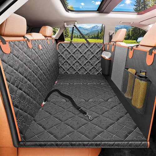 Hard Bottom Dog Car Seat Cover for Back Seat, 500lbs Heavy Duty Dog Hammock, Waterproof & Anti-Scratch Backseat Protector for Medium/Large Dogs, Seat Extender for SUV Medium Truck
