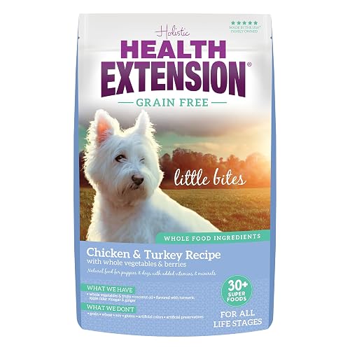Health Extension Grain Free Chicken & Turkey Little Bites Small Kibble Formula with 30+ Superfoods and Probiotics for Teacups, Toys & Miniature Dogs, 12 lb Bag
