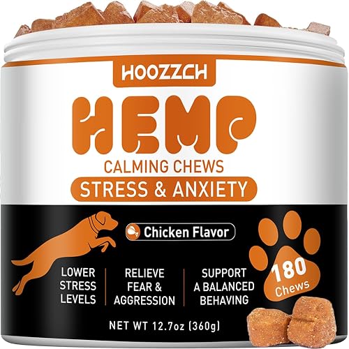 Hemp Calming Chews for Dogs, 180 Count Dogs Calming Chews, Anxiety Relief Treats for Stress Relief, Separation Aid, Barking, Composure, Promote Relaxation, Chicken Flavor