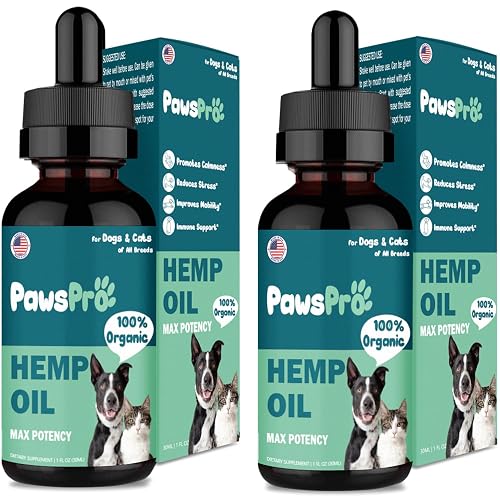Hemp Oil for Dogs and Cats - Helps Pets with Anxiety, Pain, Stress, Sleep, Arthritis, Seizures Relief - Calming Treats Chews - Support Hip and Joint Health (2 Pack)