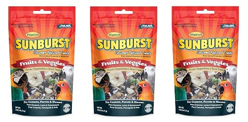 Higgins 3 Pack of Sunburst Gourmet Natural Bird Treats, 5 Ounces Each, Fruits and Veggies Flavor, for Conures Parrots and Macaws