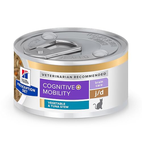 Hill’s Prescription Diet Brain Care + j/d Joint Care Wet Cat Food, Vegetable & Tuna Stew, 2.9 oz. Cans, 24-Pack