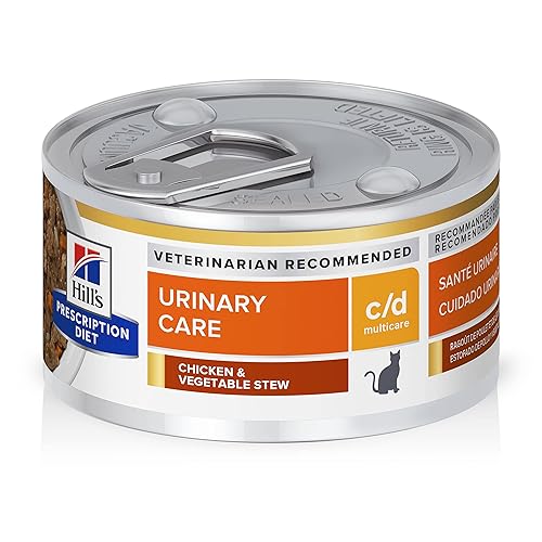 Hill's Prescription Diet c/d Multicare Urinary Care Wet Cat Food, Chicken & Vegetable Stew, 2.9 oz. Cans, 24-Pack