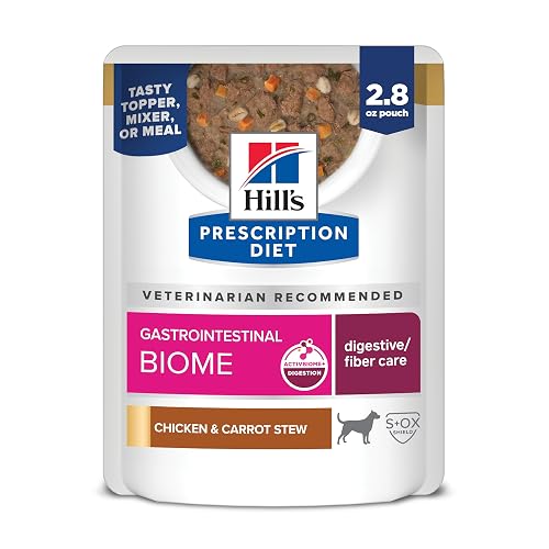 Hill's Prescription Diet Gastrointestinal Biome Wet Dog Food, Chicken & Carrot Stew, 2.8 oz. Pouches, 24-Pack