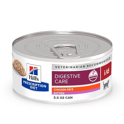 Hill's Prescription Diet i/d Digestive Care Kitten Wet Cat Food, Chicken, 5.5 oz. Cans, 24-Pack