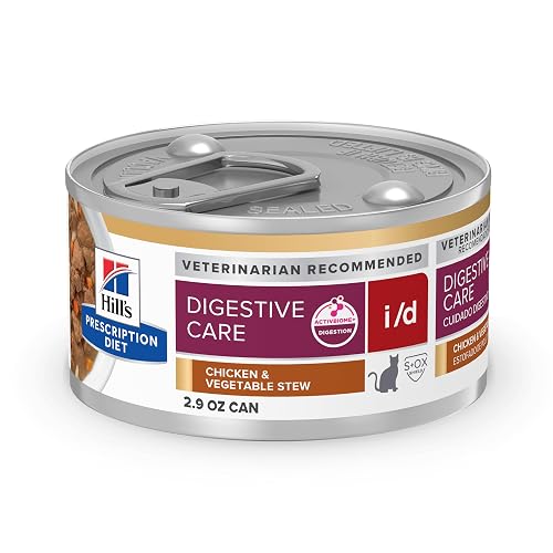 Hill's Prescription Diet i/d Digestive Care Wet Cat Food, Chicken & Vegetable Stew, 2.9 oz. Cans, 24-Pack