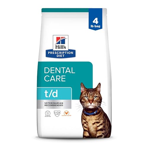 Hill's Prescription Diet t/d Dental Care Dry Cat Food, Chicken, 4 lb. Bag