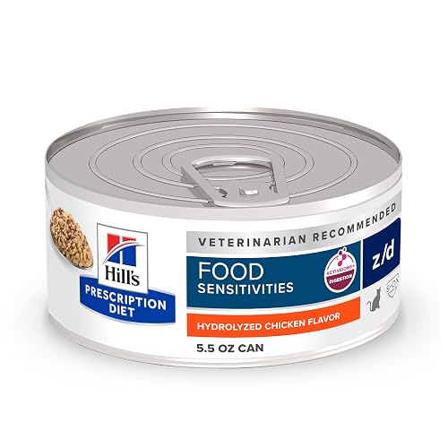 Hill's Prescription Diet z/d Skin/Food Sensitivities Wet Cat Food, Hydrolyzed Chicken, 5.5 oz. Cans, 24-Pack
