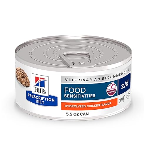 Hill's Prescription Diet z/d Skin/Food Sensitivities Wet Dog Food, Hydrolyzed Chicken, 5.5 oz. Cans, 24-Pack