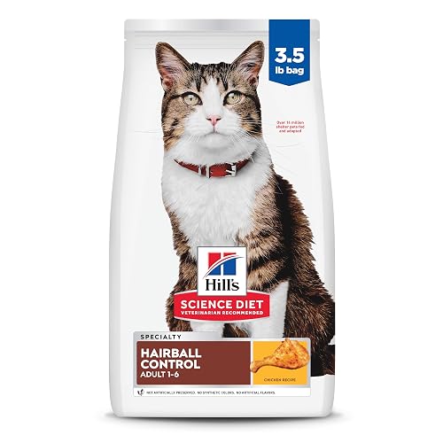 Hill's Science Diet Adult 1-6 Hairball Control Dry Cat Food, Chicken, 3.5 lb. Bag