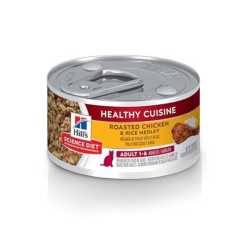 Hill's Science Diet Adult 1-6 Healthy Cuisine Wet Cat Food, Roasted Chicken & Rice Medley in Gravy, 2.8 oz. Cans, 24-Pack