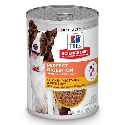 Hill's Science Diet Adult 1-6 Perfect Digestion Wet Dog Food, Chicken, Vegetable, & Rice, 12.8 oz. Cans, 12-Pack