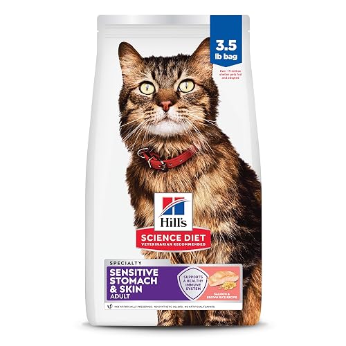 Hill's Science Diet Adult 1-6 Sensitive Stomach & Skin Dry Cat Food, Salmon Recipe, 3.5 lb. Bag
