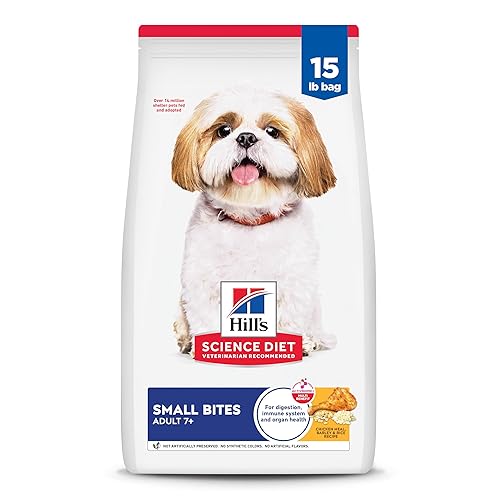 Hill's Science Diet Adult 7+ Small Bites Dry Dog Food, Chicken Meal, Barley, & Rice, 15 lb. Bag