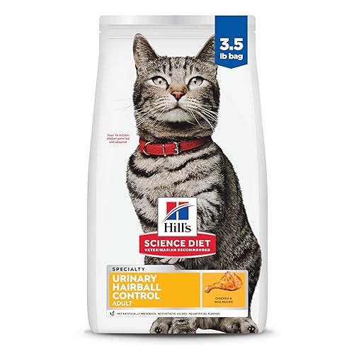 Hill's Science Diet Adult Urinary & Hairball Control Dry Cat Food, Chicken, 3.5 lb. Bag (Updated Formula)