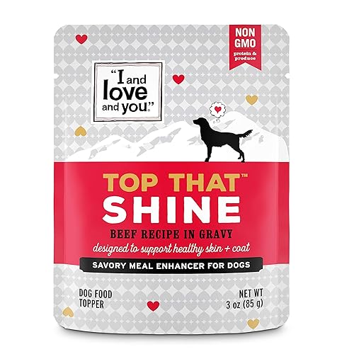 "I and love and you" Top That Shine Wet Dog Food Pouch, Beef Recipe In Gravy, 3 oz (Pack of 12)