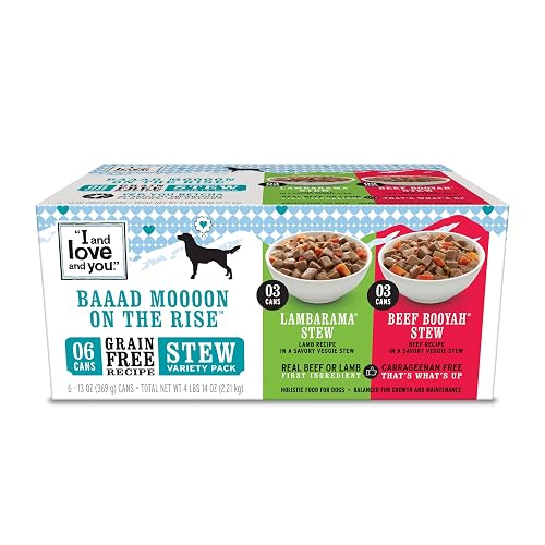 I and love and you Wet Dog Food - Baad Mooon On The Rise Variety Pack - Beef + Lamb, Grain Free, Filler Free 13oz can, 6pk