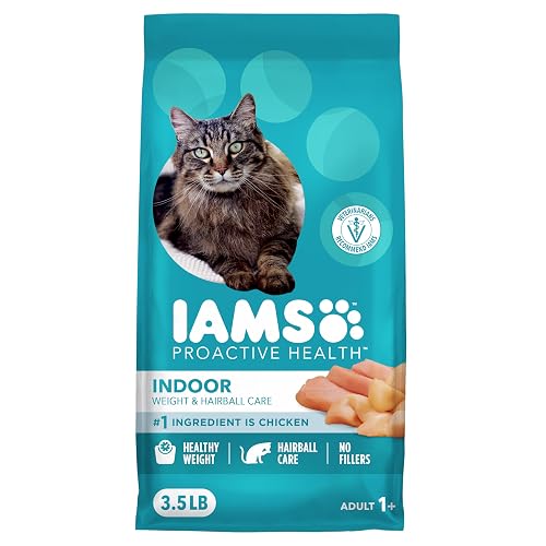 IAMS Dry Food Proactive Health Indoor Weight and Hairball Care Dry Cat Food, 3.5 Pound