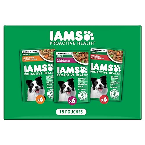 IAMS Proactive Health Adult Wet Dog Food Variety Pack, 3.5 oz. Pouch, (18 Count)