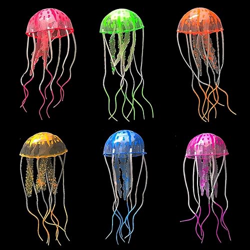 (india pet shop) Glowing Effects Random Color Jellyfish Ornament Decoration for Aquarium Fish Tank (Medium Size)