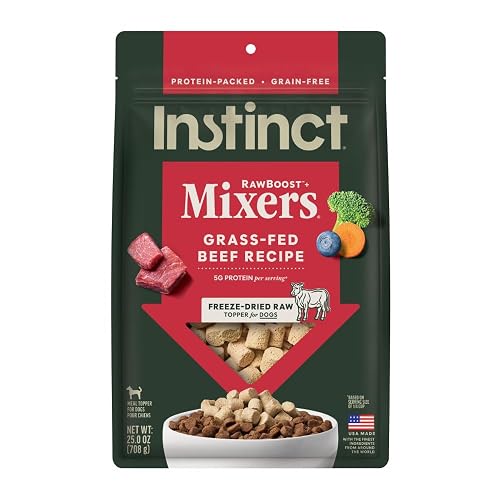Instinct RawBoost Mixers, Freeze Dried Dog Food Topper, Grain-Free Recipe - All Natural Beef, 25 oz. Bag