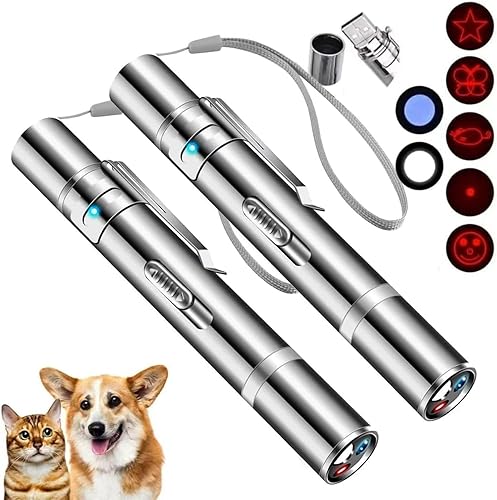 JANHER Laser Pointer, Cat Toys, Cat Laser Pointer with 3 Light Modes & 5 Fun Patterns,Portable Interactive Kitten Pet Bird Dog Cat Mouse Toy for Fun Chase Play Exercise(2Pcs)