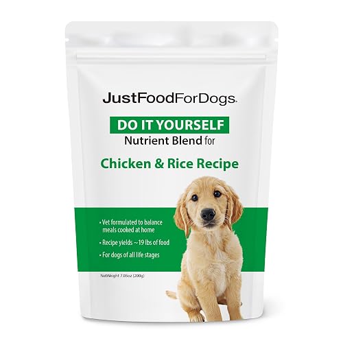 Just Food for Dogs Nutrient Blend, Vitamins and Supplements for Homemade Dog Food, Chicken and Rice, DIY Fresh Pet Meals and Toppers, Human Grade Quality, Dog Vitamins & Multivitamin Additive, 4.55oz