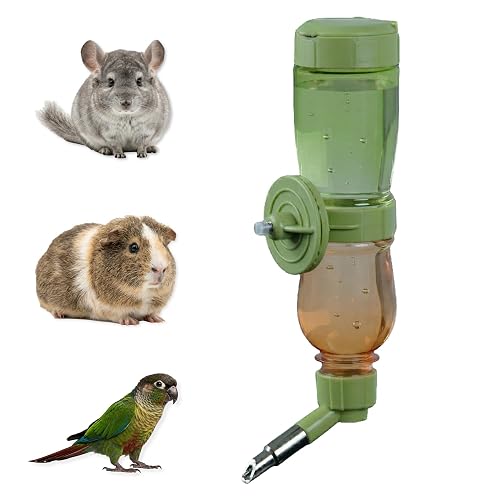 Leak-Proof Small Animal Water Bottle for Chinchillas, Guinea Pigs & Rabbits, Bird & Parrot Water Dispenser (Green, 8.12oz)