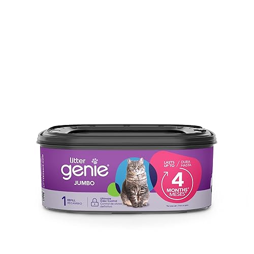 Litter Genie Refill Bags | Jumbo 1-Pack, 28 total ft | Up to 4 Months of Supply in 1 Cartridge | Ultimate Odor Control Cat Litter Bags