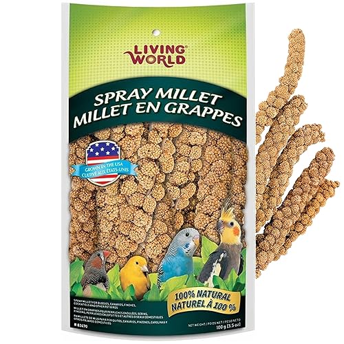 Living World - Millet Spray for Birds, 3.5 Oz – Premium Treat for Budgies, Canaries, Finches, Cockatiels and Other Pet Birds