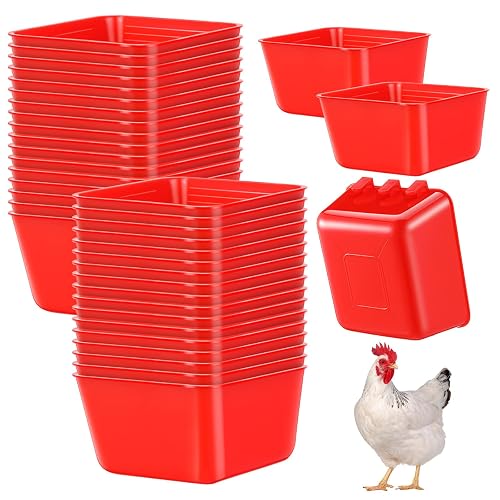 Maxdot 20 Pcs Chicken Water Feeder Cups 16 oz Pigeon Bird Feeder Cups Hanging Cage Chicken Water Cup for Pet Parrot Rooster Parakeet Bunny Gamefowl Poultry Wire Hutch(Red)