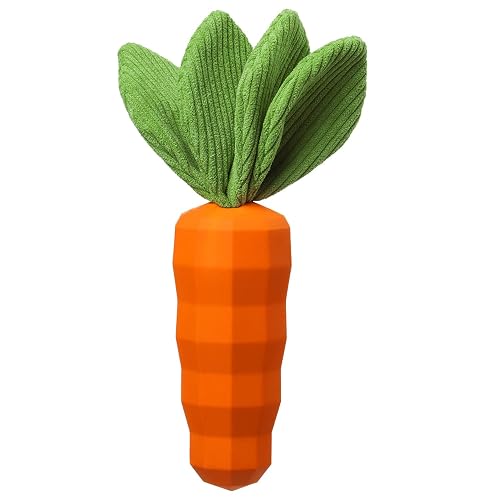 MewaJump Dog Squeaky Chew Toys for Aggressive Chewers, Rubber Carrot Dog Toys for Training and Cleaning, Durable Interactive Tough Dog Toy for Puppy Medium Dogs