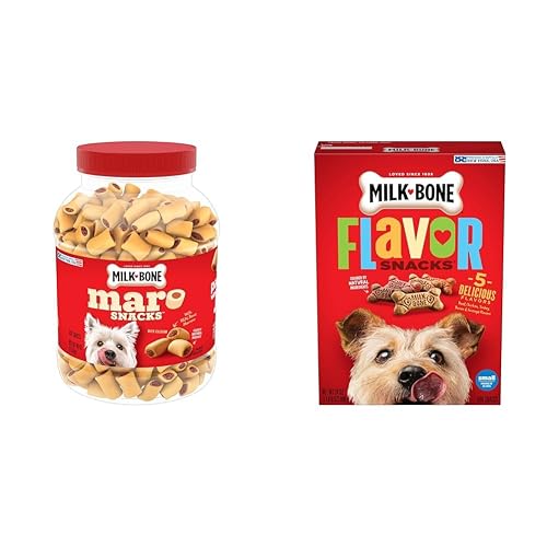 Milk-Bone Dog Treats Bundle: MaroSnacks Beef 40 Ounce + Flavor Snacks Small Biscuit 24 Ounce