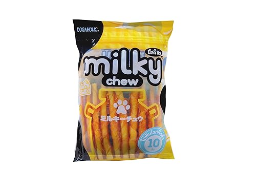 Milky Chew Cheese & Chicken Sticks Dog Treats, Soft Milk-Flavoured Chew Sticks, Protein-Rich Snacks for Puppies & Adult Dogs, Supports Strong Teeth & Bones (10 Pieces)