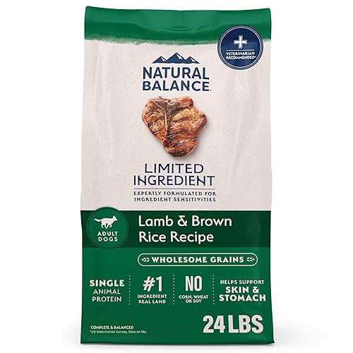 Natural Balance Limited Ingredient Adult Dry Dog Food - Complete Nutrition for Adult Dogs - Wholesome Grains Brown Rice Recipe - Limited Ingredient Formula - 24 lb - Lamb & Brown Rice