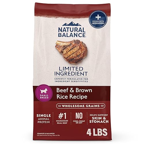 Natural Balance Limited Ingredient Small-Breed Adult Dry Dog Food with Healthy Grains, Beef & Brown Rice, 4 Pound (Pack of 1)