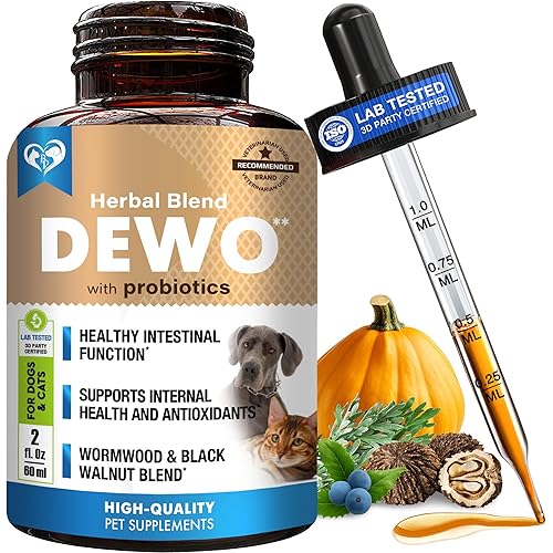 Natural Intestinal Defense for Dogs & Cats – Herbal Cleanse with Black Walnut & Probiotic – Promotes Healthy Gut & Flora Balance – Advanced Broad Spectrum Formula – Made in USA