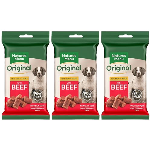 Natures Menu 3 X Packs Of Real Beef Mini Treats (For Small Dogs) 60G Packs - - Made With 95% Real Meat - Wheat & Gluten Free