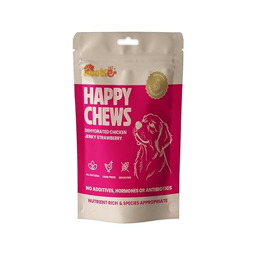 Nootie Happy Chews โ Dehydrated Chicken Jerky Strawberry Dog Treats (50g) | All-Natural, Grain-Free Protein Snack
