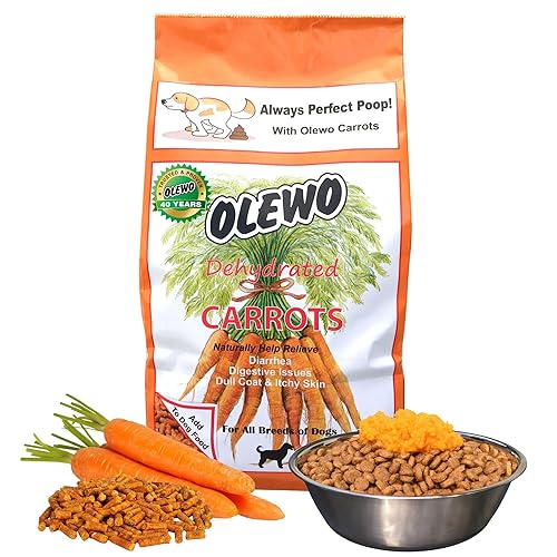 Olewo Original Carrots for Dogs – Fiber for Perfect Poop, Dehydrated Dog Food Toppers for Picky Eaters, Natural Skin & Coat Support, Multivitamin, Probiotics for Digestive & Gut Health, 1 lb