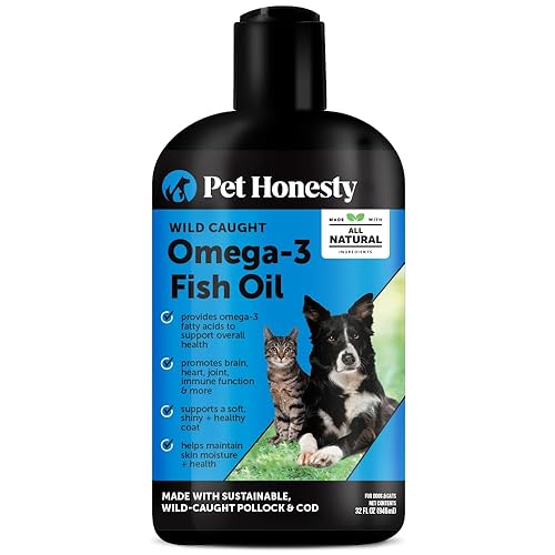 Omega 3 Fish Oil for Dogs and Cats - Liquid Fish Oil for Dogs Skin and Coat Supplement, Dog Omega 3 Fish Oil Supplement EPA + DHA, Wild Caught Pollock & Cod Oil for Dogs for Skin + Coat Health (32oz)
