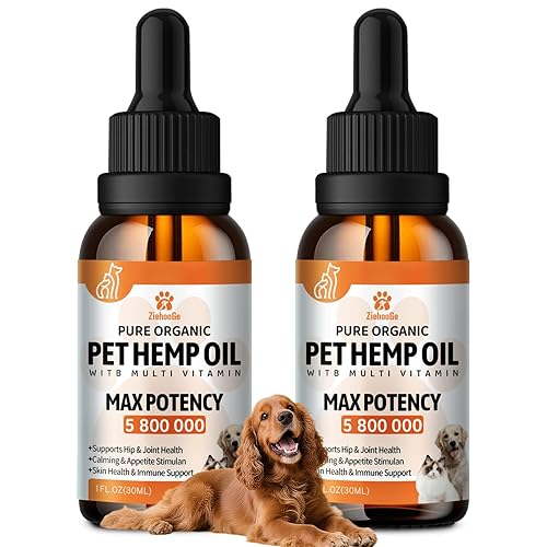 Organic Неmp Oil for Dogs, Cats 2-Pack, Dog Cats Anxiеty Relief & Strеss & Pаin Rеlief, Supports Hip Joint Health, Slеep & Rеlaxation, Pet Calming Drops,
