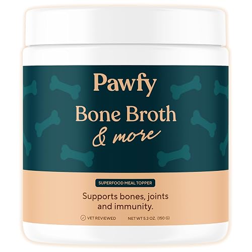 Pawfy Bone Broth for Dogs | Dog Seasoning Powder for Dry Food with Collagen - Supports Joints, Immunity & Digestion | Easy to Serve Bone Meal for Dogs | Unsalted Dog Gravy Topper for Pets