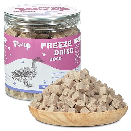 PAWUP Freeze Dried Duck Treats for Cats Dogs, Rawhide Free Freeze-Dried Raw Food Topper, High Protein, Gluten&Grain Free, 2.1oz