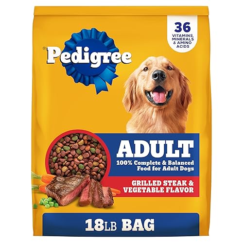 Pedigree Adult Dry Dog Food, Complete Nutrition, Grilled Steak & Vegetable Flavor, 18 lb. Bag