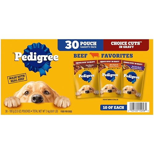 Pedigree Choice Cuts in Gravy Adult Wet Dog Food 30-Count Beef Flavor Variety Pack, 3.5 oz. Pouches