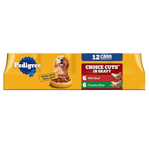 Pedigree Wet Dog Food, Choice Cuts Adult Canned Dog Food, Beef & Country Stew Multipack, 13.2 oz. Cans (12 Count, Pack of 1)